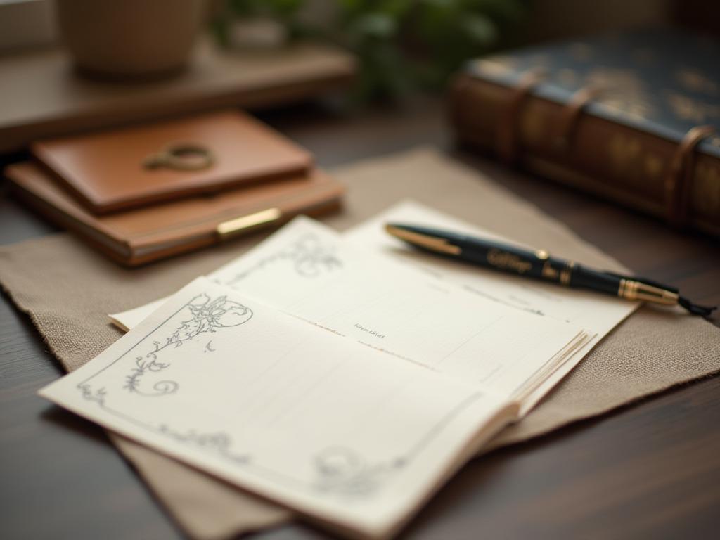Elegant stationery and office supplies on a desk