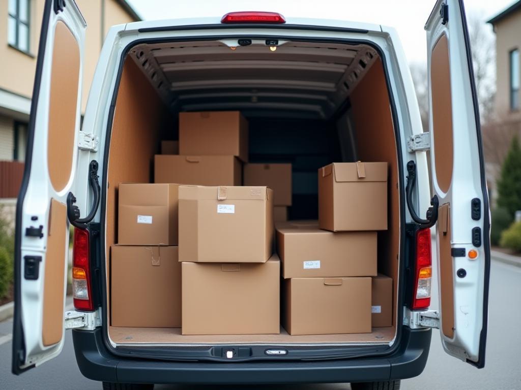Delivery van with stationery boxes